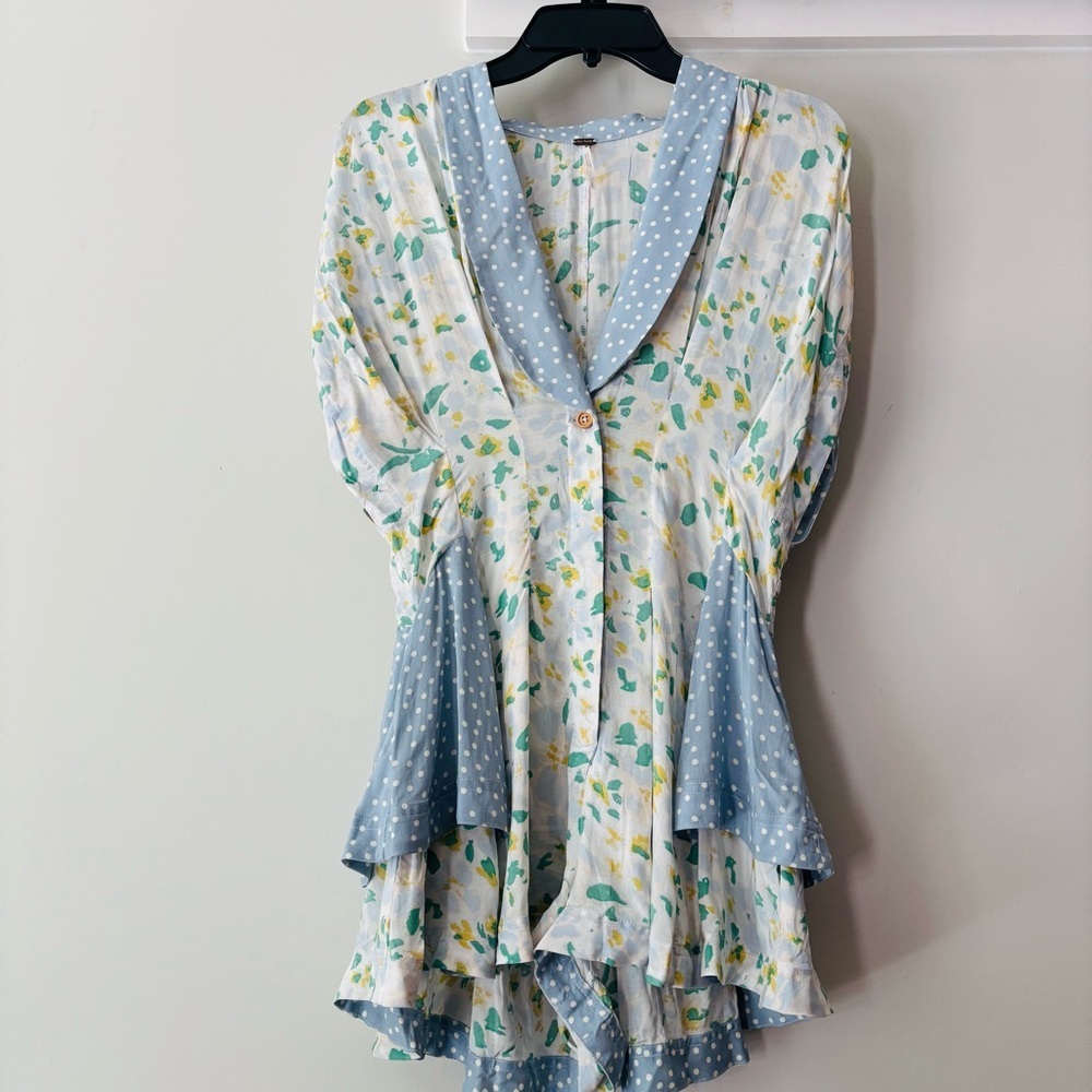 Free People Fiorella Romper, Fit & Flare Style, Ice Combo Sz Small - Picture 4 of 8